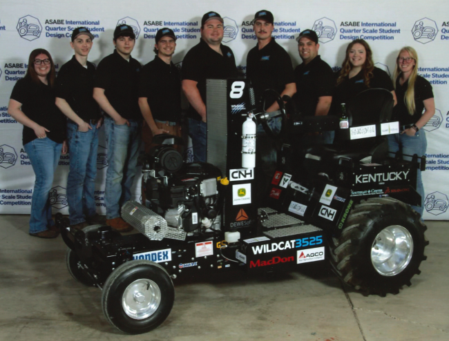  A-Team with the Wildcat 3525 (from L to R): Lauren Lanham (BAE), Will Faulkner (BAE), Morgan Spears (ME), Alex Kramer (ME), Thomas Sayers (ME), Tyler Rumble (ME), Campbell Gorman (AES), Grace Benton (BAE), Rianna Mueller (BAE).  